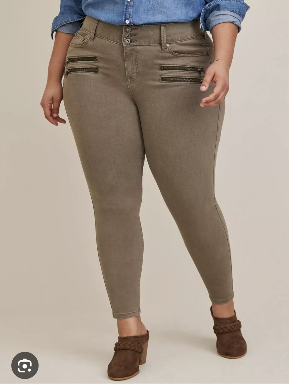 torrid Olive Green Super Soft Jeans Sz 16s